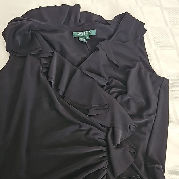 Ralph Lauren Women's Ruffled Midi Dress Black 4 - Picture 13 of 16